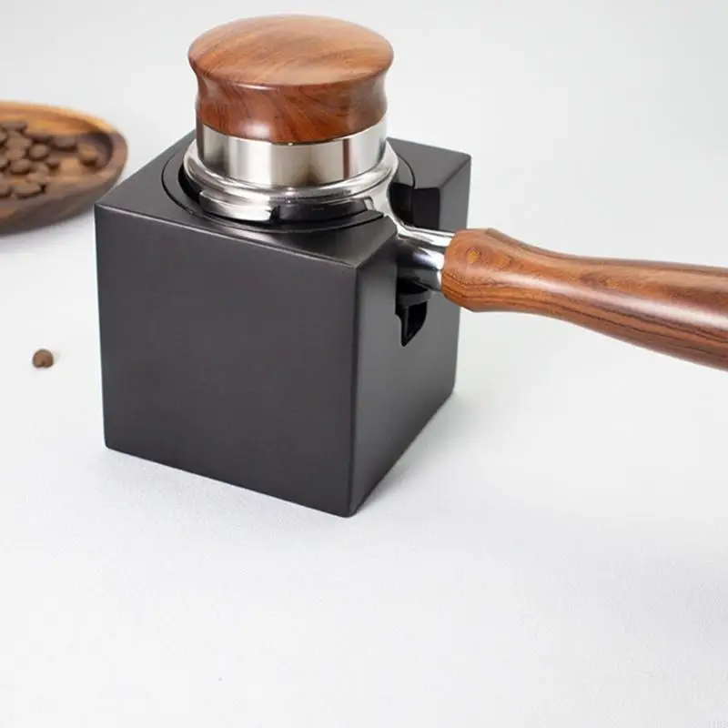   Accuracy Coffee Grounds Leveler With Angled Sharpeners 58mm Agreement Ergonomic Oaken Handle Restaurant Grade Untarnished