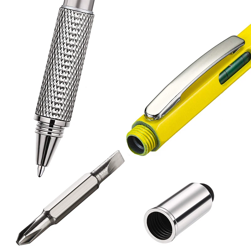 8Pcs Multi Function Ballpoint Pen. Screwdriver, Tool, Caliper, Level, Scale, Ballpoint Pen, Capacitance