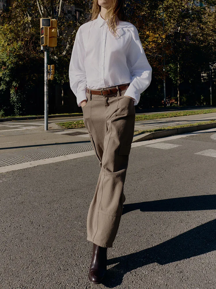 

Женская рабочая одежда Faion с высокой талией, брюки-комбинезон с боковым дизайном, Новое поступление, зимняя коллекция, длинные брюки свободного покроя