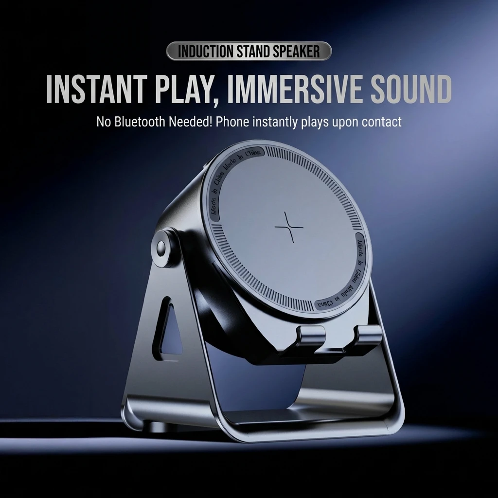 

Портативная индукционная колонка с Bluetooth, держателем для телефона, многофункциональная, для активного отдыха, для iPhone и Samsung