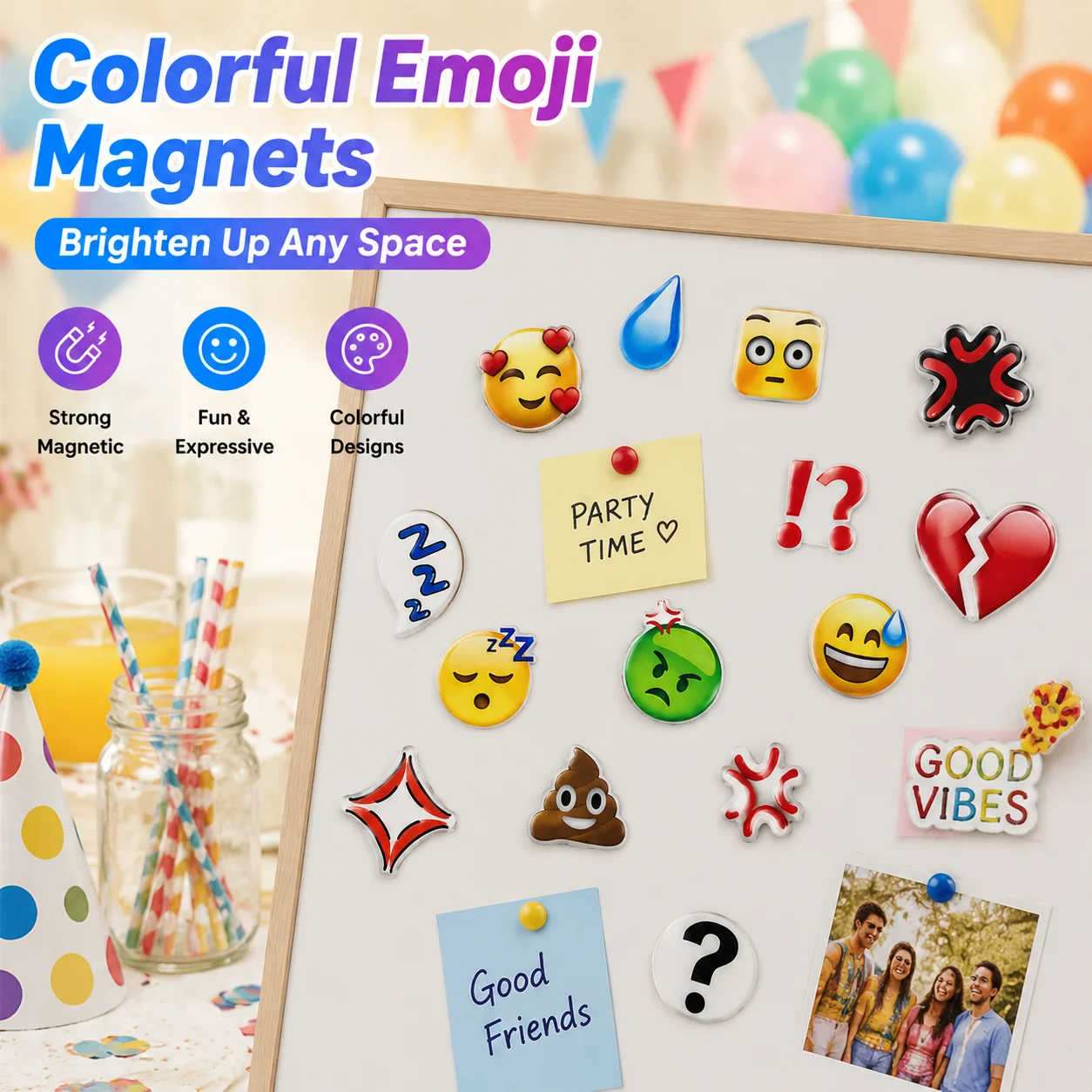 4Pcs Funny Emoji Magnetic Fridge Stickers Cute Refrigerator Magnets Whiteboard Office Home Decor Reward Stickers for Classroom