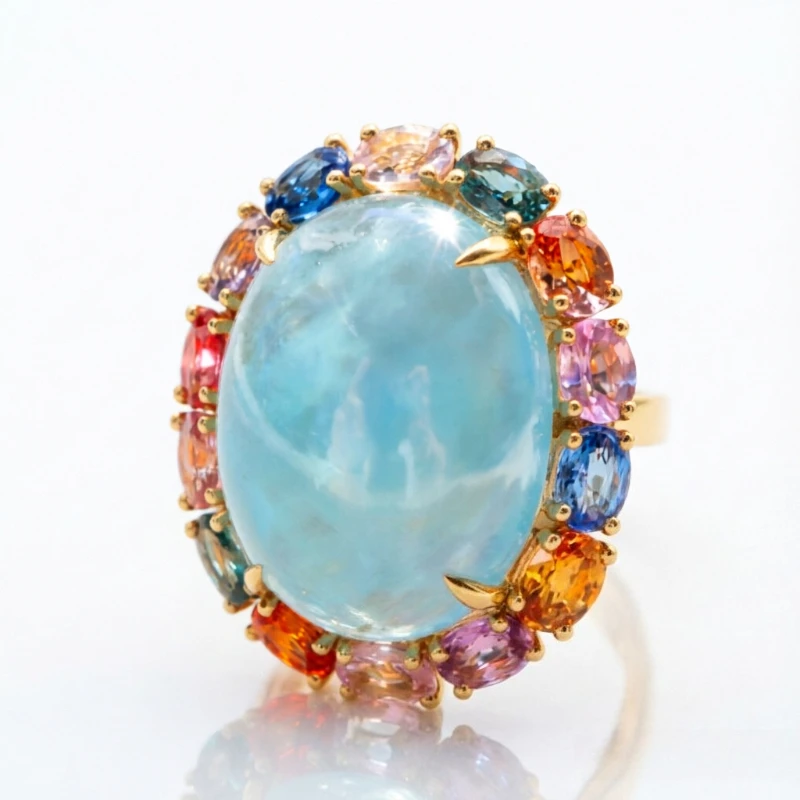 Eleganter, mit Charme verzierte, ovaler, blauer, synthetischer Opal-Glanzring für Damen, luxuriöser, exquisiter Bankett-Jubiläums-Edelschmuck, Accessoires
