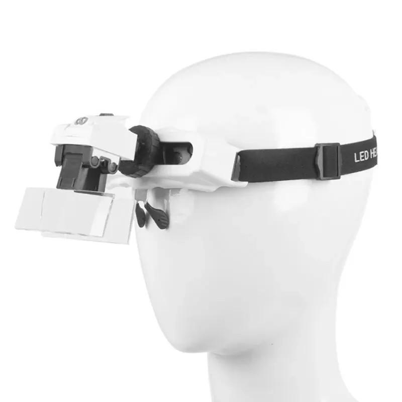 Multiple Magnification Headband LED Illuminated Glasses Style Magnifier Jewelry Watch Repair Headlamp Loupe Tool Acrylic Lens