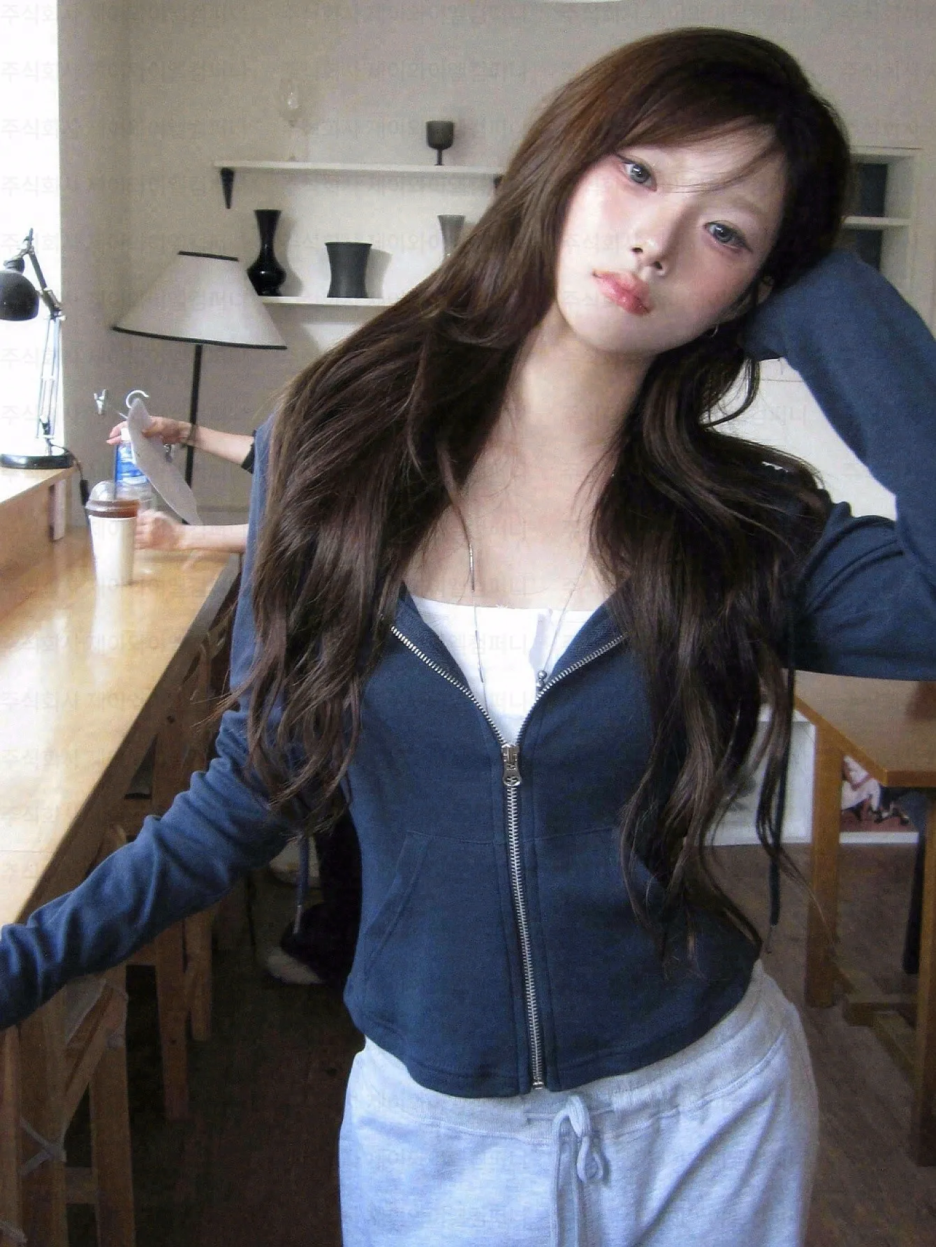 Women's Hooded Zip-Up Sweatshirt 2026 Autumn 100% Polyester Standard Fit One Size Korean Instagram Style Daily Outerwear