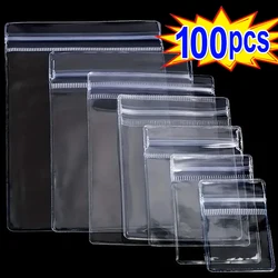 100 pçs engrossar sacos de pacote de jóias de pvc transparente anti-oxidação organizador saco de exibição embalagem armazenamento auto selagem malotes