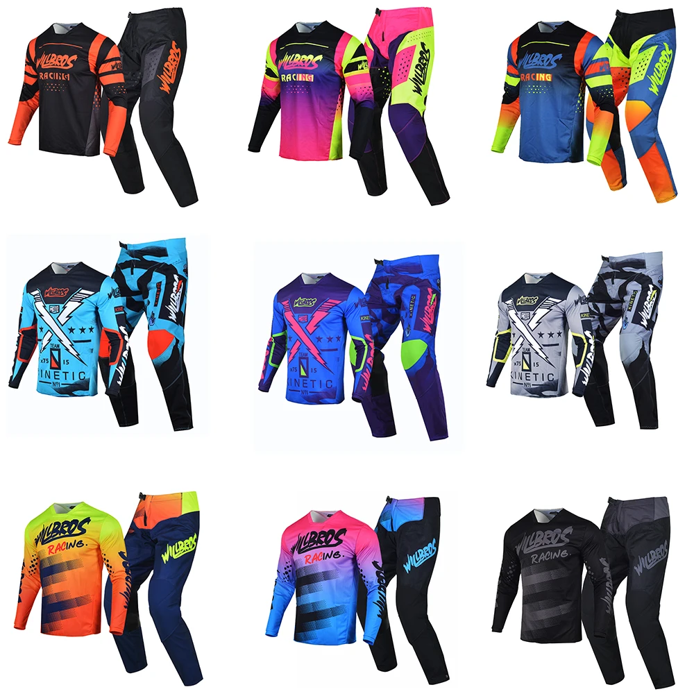 

Willbros MX Jersey and Pants Race Combo Enduro Protection DH Dirt Bike Motocross Gear Set Offroad MTB ATV Suit