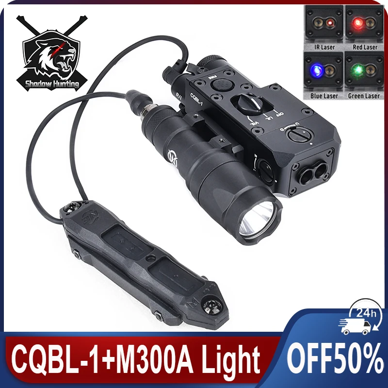 Tactical Metal CQBL-1 Red Green Blue Dot IR Laser With Surefir M300A Flashlight Dual Control Switch Airsoft Hunting Weapon Light