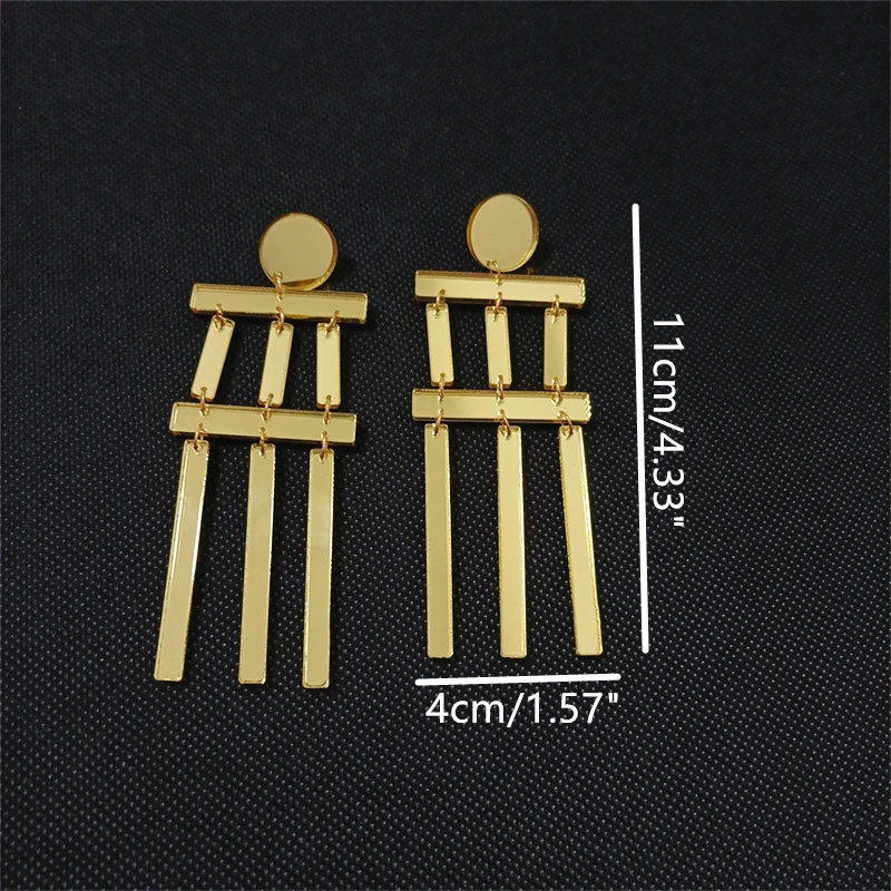 KUGUYS Acrylic Long Mirror Earrings for Women Silver Gold Color Geometric Fashion Trendy Jewelry Party Accessories