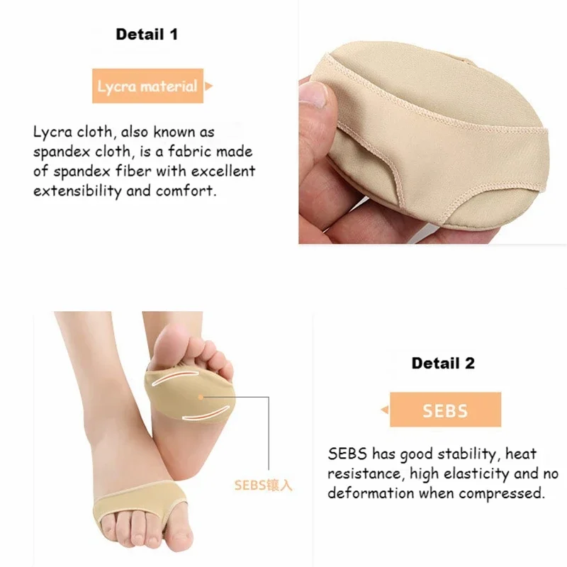 1 Pair Forefoot Pads Women Heel Insoles for Shoes Breathable Foot Pads Shock Absorption Shoe Pad Adjust Size Half Inserts