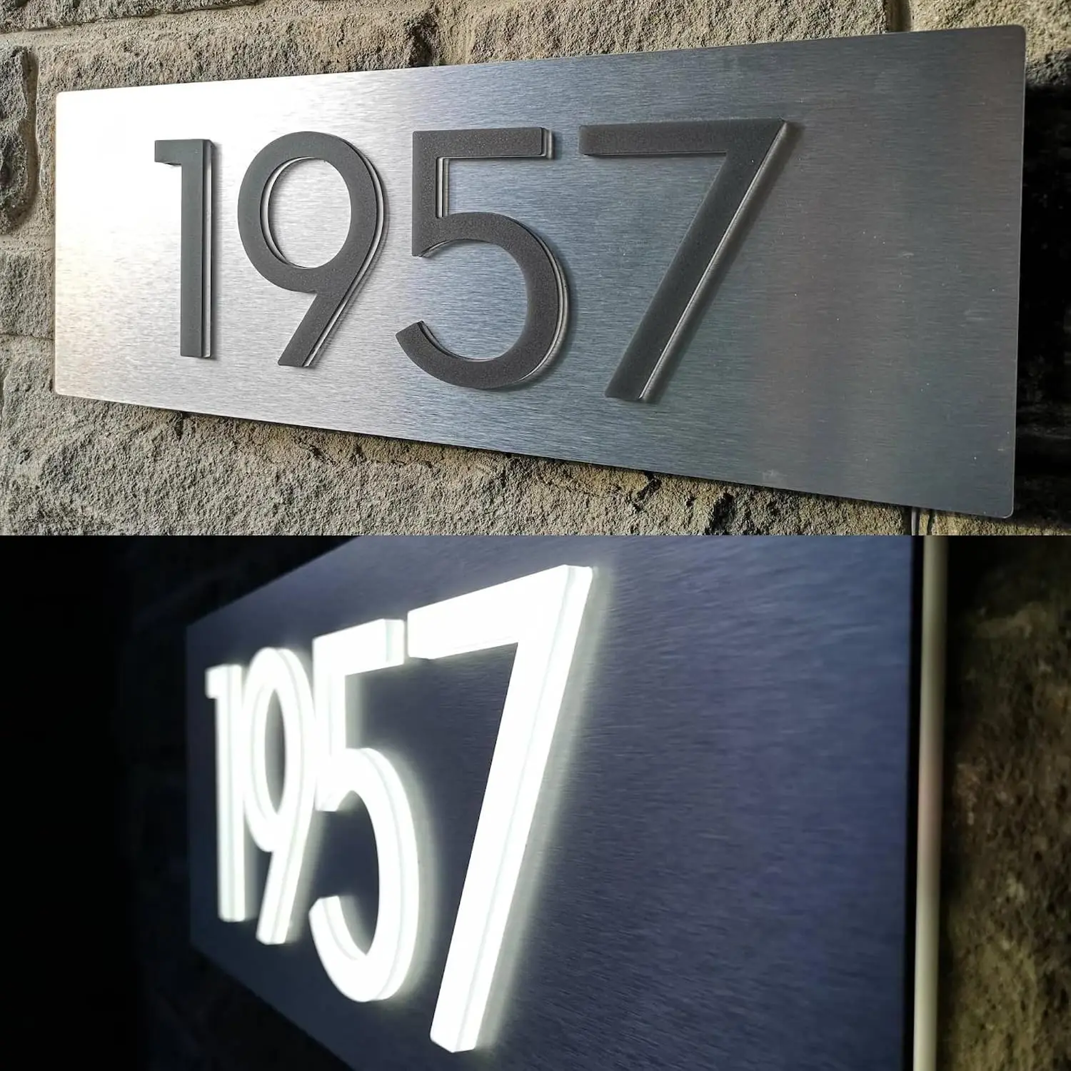 Acrylic Stainless Solar Backlit Outdoor House Number Plaque Lighted Yard Sign