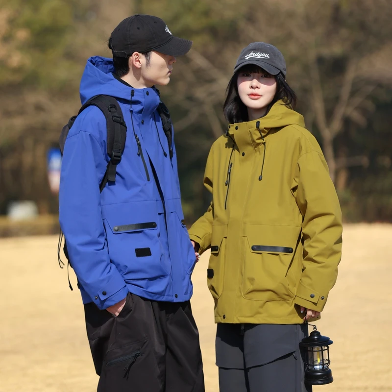 

ex Outdoor Windproof Hooded Jaet Casual Versatile Polyester Fiber Long Sve Youth Regular Fit Jaet for Autumn