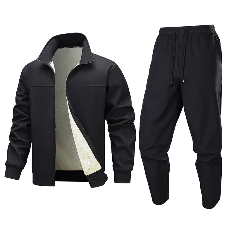 Men's Winter Hooded Velvet Thickened Casual Sports Suit North Two-piece Set Sweatshirt Man Clothing Sweatshirts