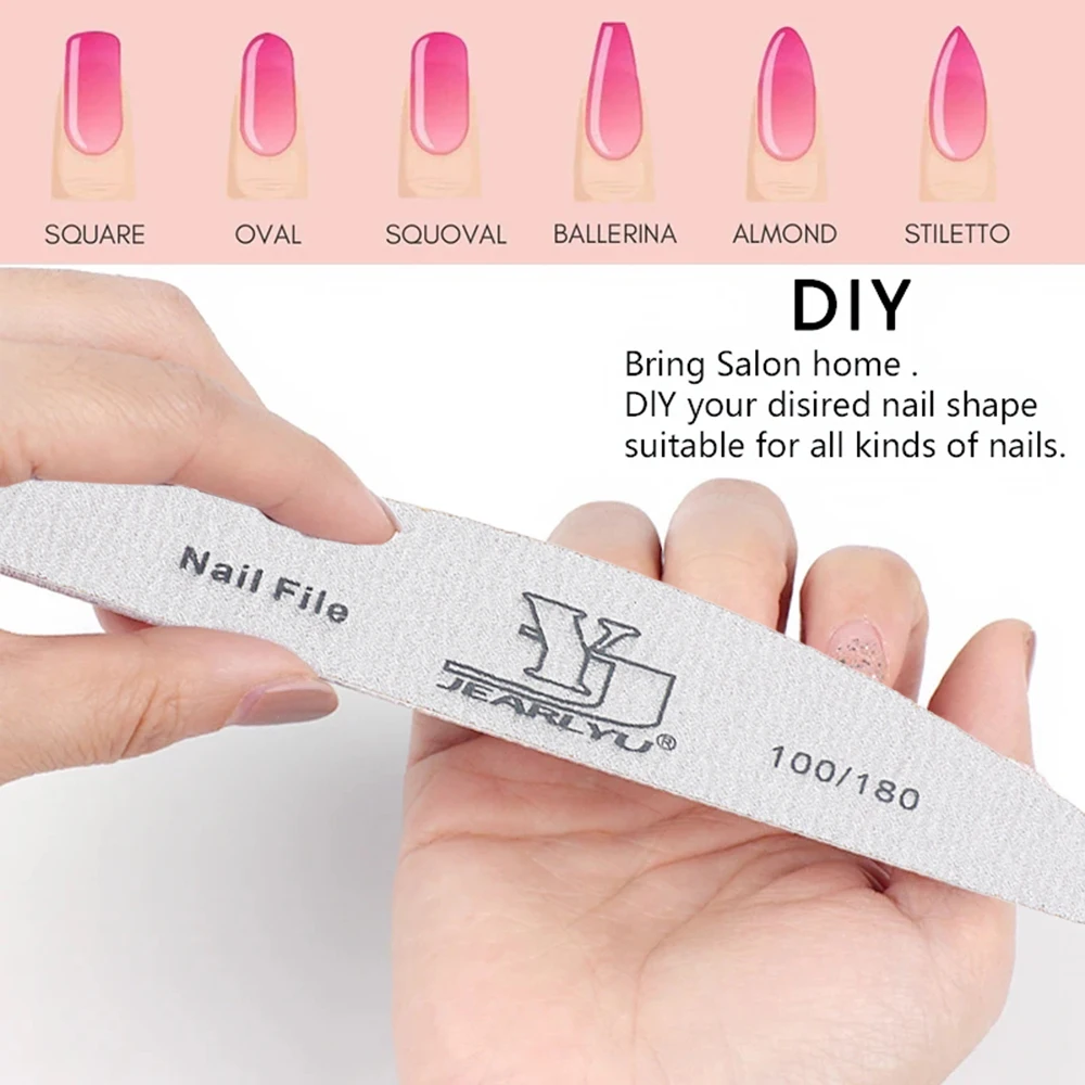 12 個 100/180 ネイルアートサンディングサンドペーパーセット洗えるバナナバフ湾曲したプロフェッショナルマニキュアツールスポンジミニ爪やすり