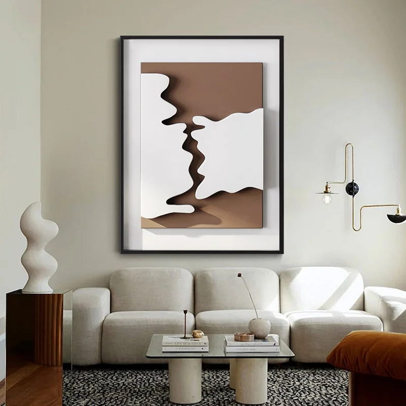 

Modern Simple Nordic Abstract Three-dimensional Creative Relief Hand Painting High-end Living Room Sofa Background Decoration
