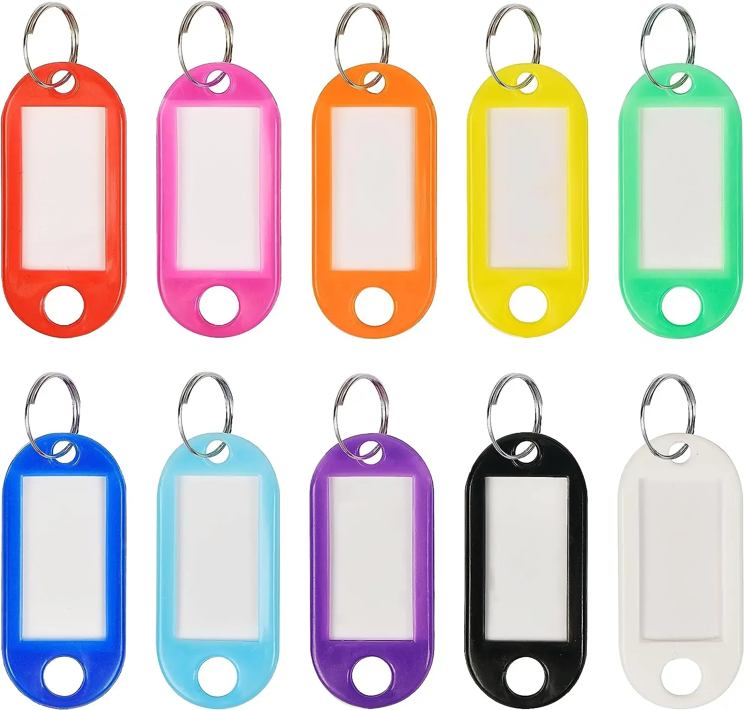 10-100PCS Coloful Key Tags Plastic Split Key Ring Paper Labels Windows Flexible Key Organizer DIY Item Identifiers Luggage Tag
