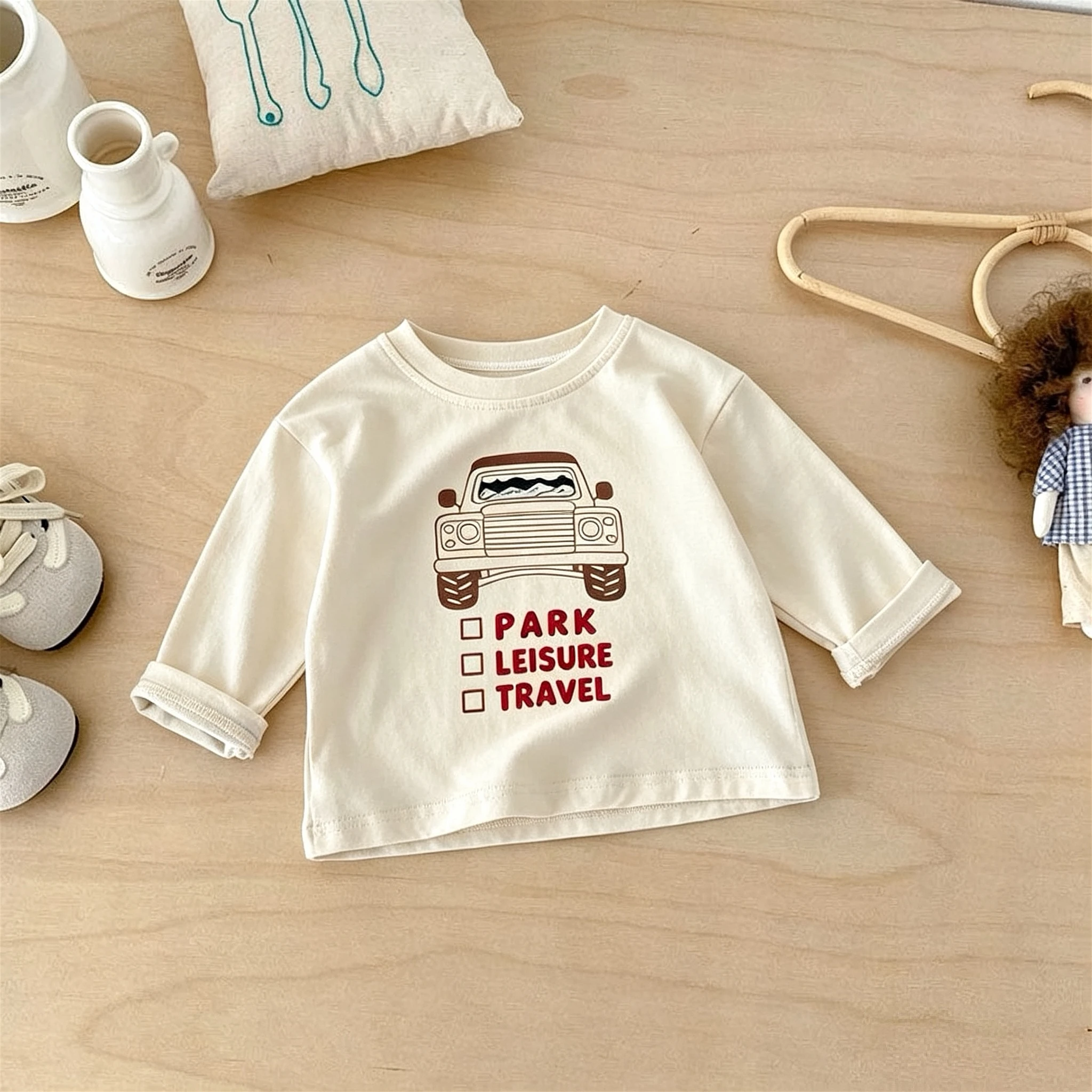 Simple Versatile Kids Long Sleeve T-shirt Autumn Clothing Loose Casual Crewneck Pullover Tops Base Shirt Children's Wear Blouse