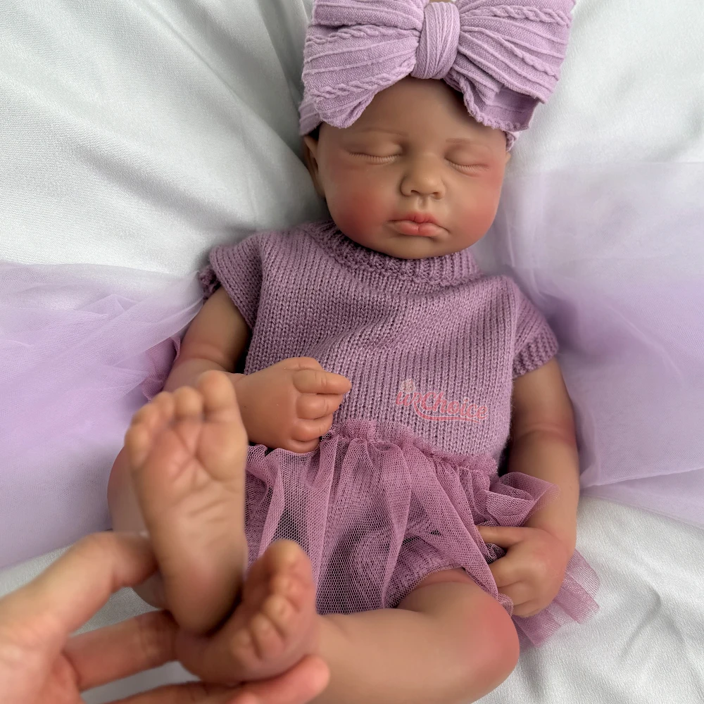 

20-дюймовая Loulou темная кожа, мягкая силиконовая кукла Reborn для маленьких девочек/мальчиков, 3D моющаяся кожа, кукла для новорожденных, коллекционная детская игрушка