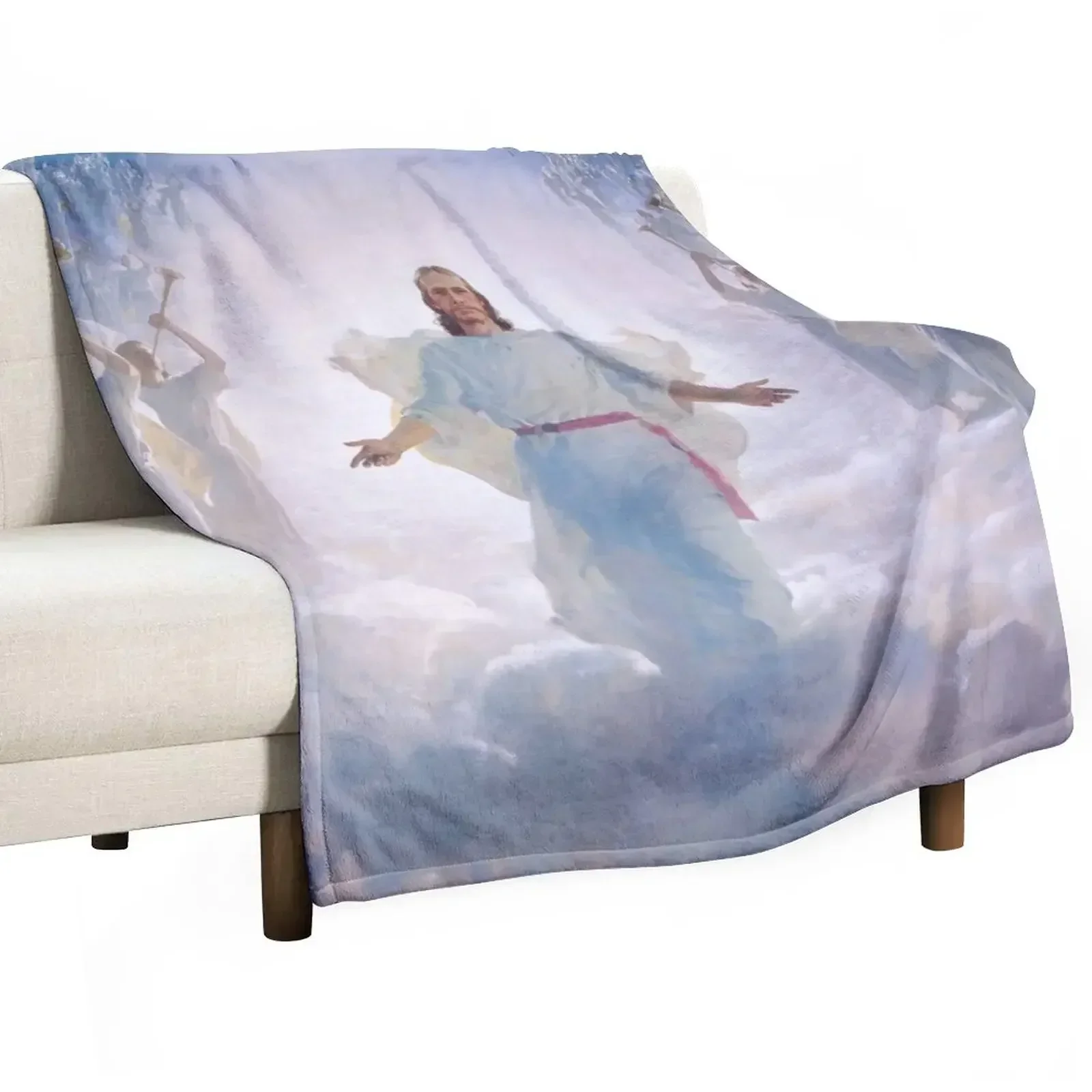 

Jesus Christ In Heaven With Angels Christian Catholic Throw Blanket Thermals For Travel Picnic Fashion Sofas Blankets