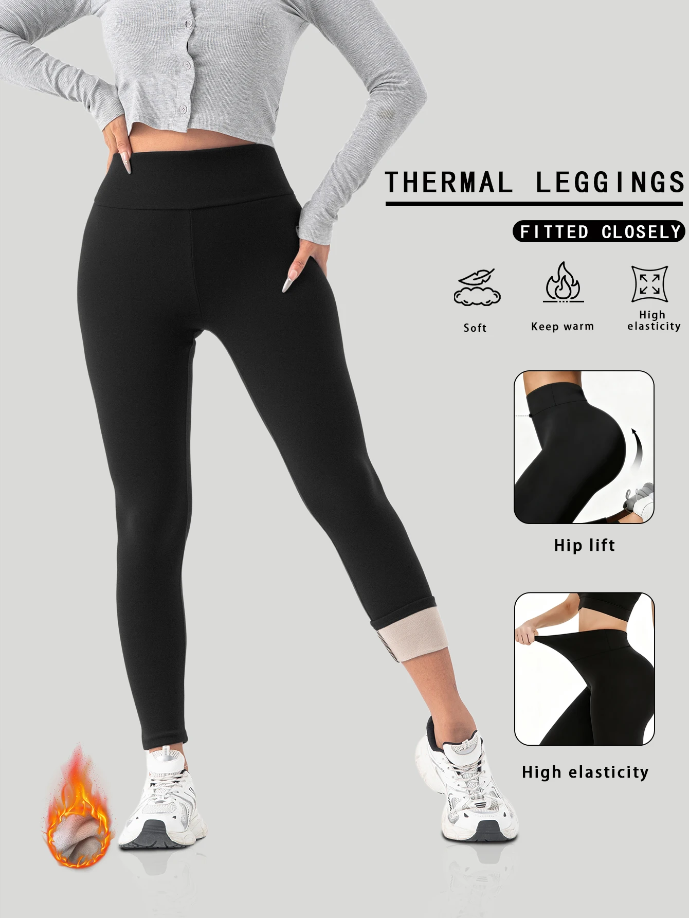 

Женские утепленные леггинсы с высокой талией и флисовой подкладкой, моделирующие фигуру, теплые зимние брюки для йоги, облегающие, эластичные, утягивающие