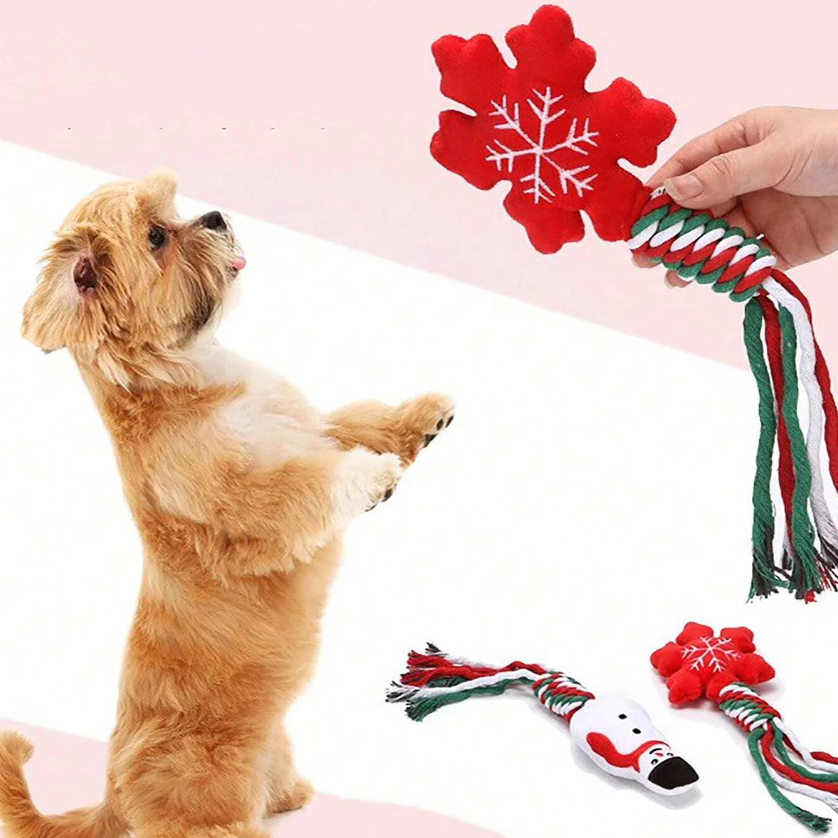 عيد الميلاد التفاعلية صار الكلب ألعاب من نسيج مخملي مع عقدة الحبال لتخفيف الملل الكلب مضغ ألعاب من نسيج مخملي لتنظيف الأسنان للكلاب