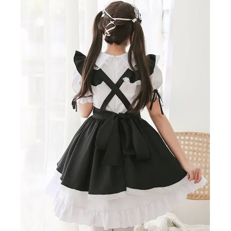 Robe de femme de chambre gothique Lolita noire et blanche, olympiques de cosplay trempés pour filles, femme de chambre de serveuse, fête, olympiques de scène, grande taille