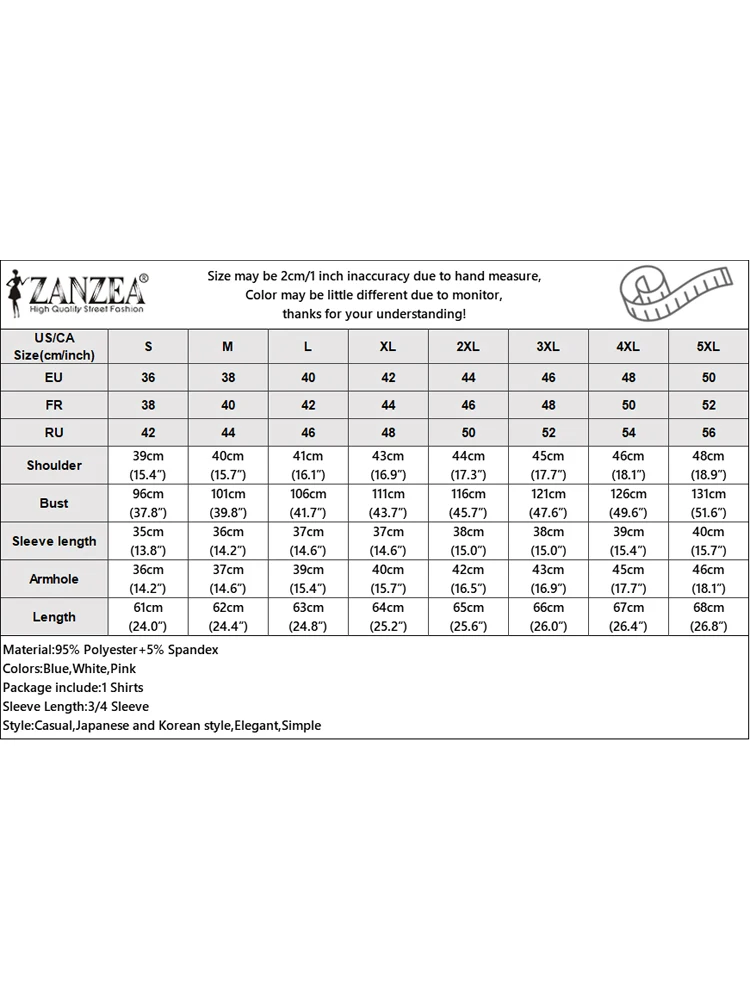 Zanzea เสื้อผู้หญิงวินเทจแขน3/4คอวีเสื้อสำนักงาน2024ผู้หญิง tunics เย็บปะติดปะต่อกันเสื้อลำลองหลวมติดกระดุม