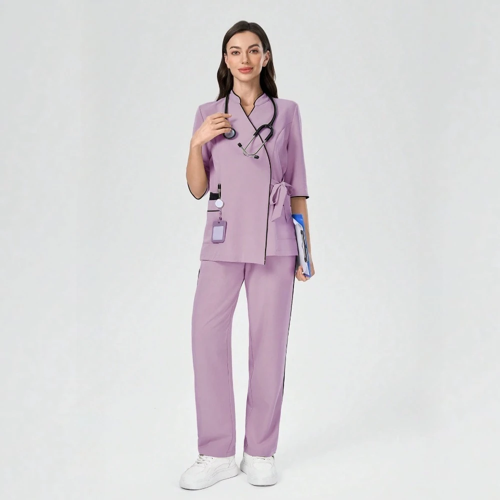 Gelanfu Nurse Uniforms Women's Scrubs Set Slim Fit Top Soft Comfortable Surgical Gown Nursing Beauty Salon Spa Workwear New - view 2