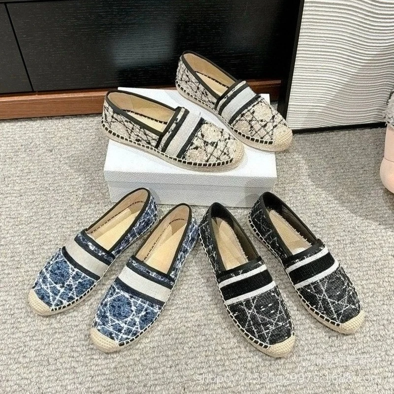 

2026 New Women's Embroidered Slip On Espadrilles Flats Breathable Casual Loafers All Season Rattan Weave Comfort Shoes