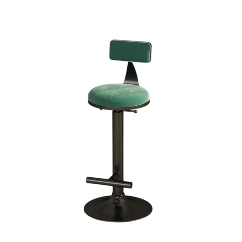 Minimalistic Design Bar Chairs Round Metal Swivel Black Adjustable Bar Stools Velvet Modern Tabourets De Bar Salon Furniture