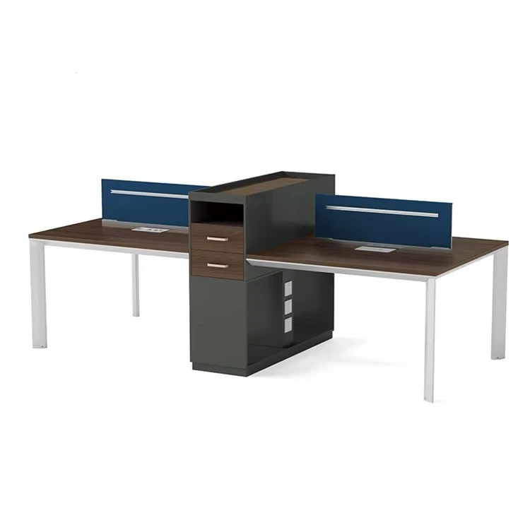 Modern Commercial Office Furniture Wooden Divider Computer Work Station Table Legs 4 Person Desk