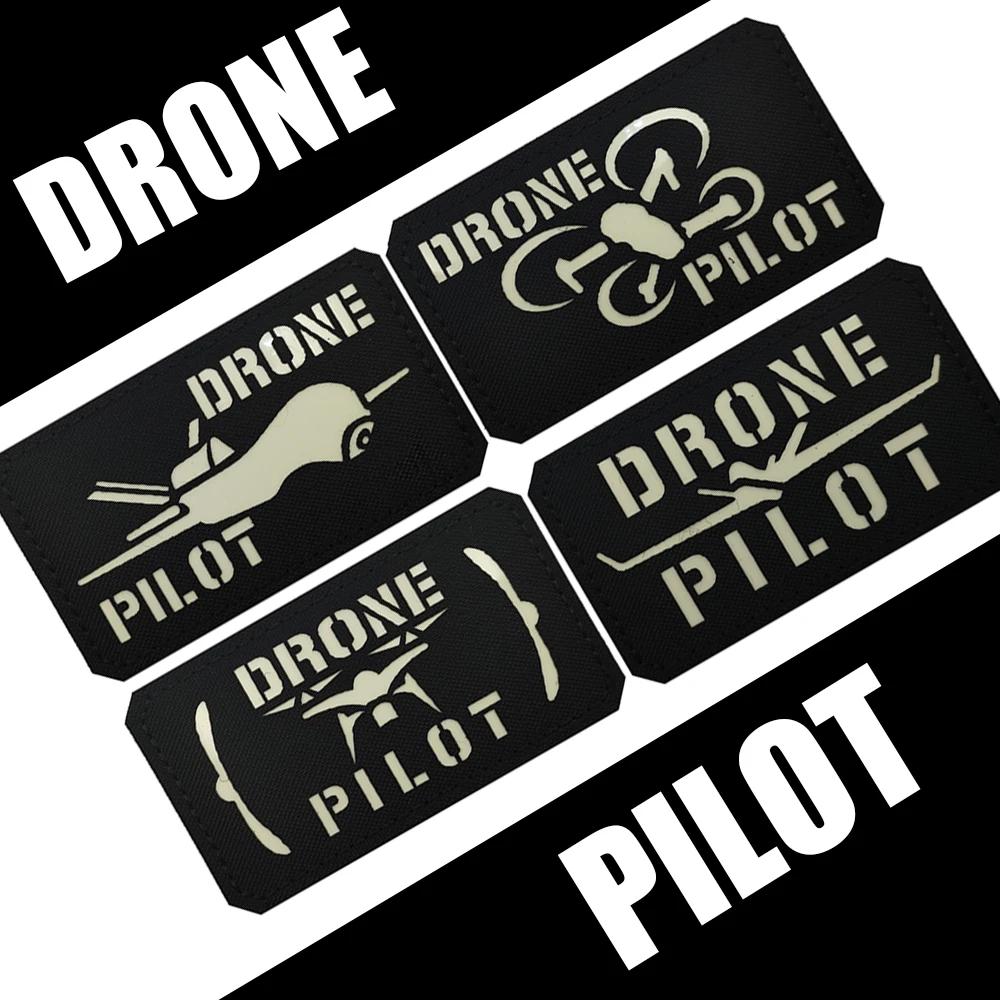 Chooseful DRONE PILOT Reflective Military Tactical Glow Pilot Label Patch For Tactical Vest Stickers Pilot Bag Hat