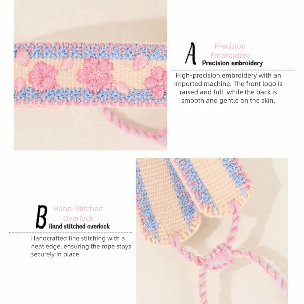 أساور زهرة ملونة مطرزة حبل قابل للتعديل أساور منسوجة فريدة ومحظوظة قابلة للتكديس بشرابة