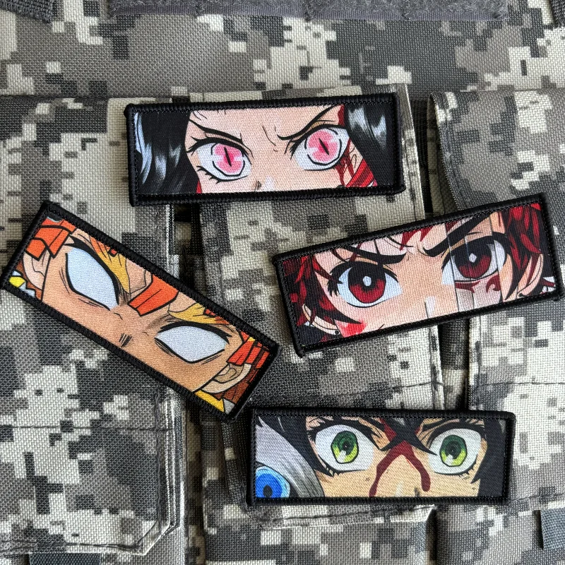 Dämonentöter Charakter Augen Moral Abzeichen Anime Kamado Tanjirou Nezuko Patch Klettendruck Taktischer Rucksackaufkleber