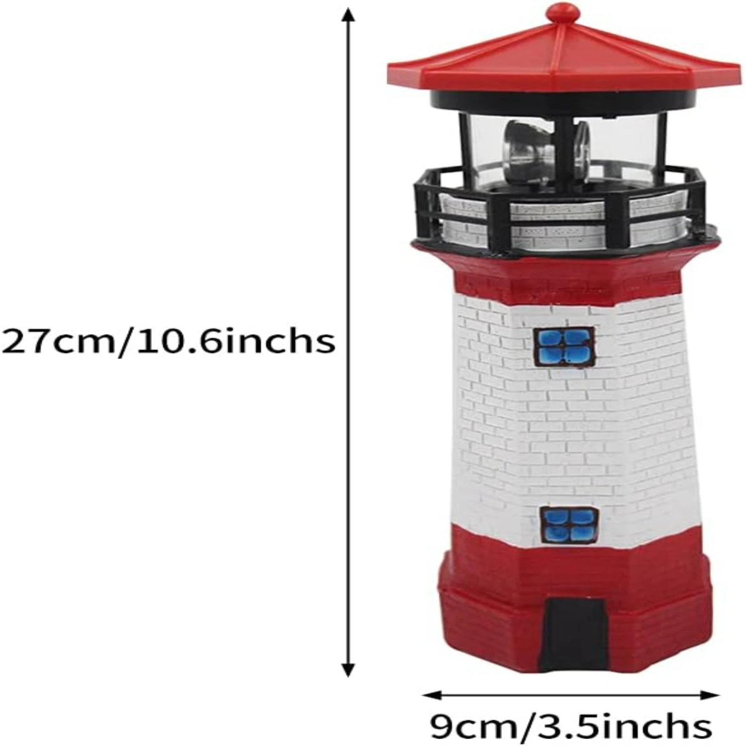 Elegant 27cm Solar LED Lamp for Garden Decorations - Stunning Beautiful Waterproof Resin Solar Lighthouse Sculpture with Rotatin