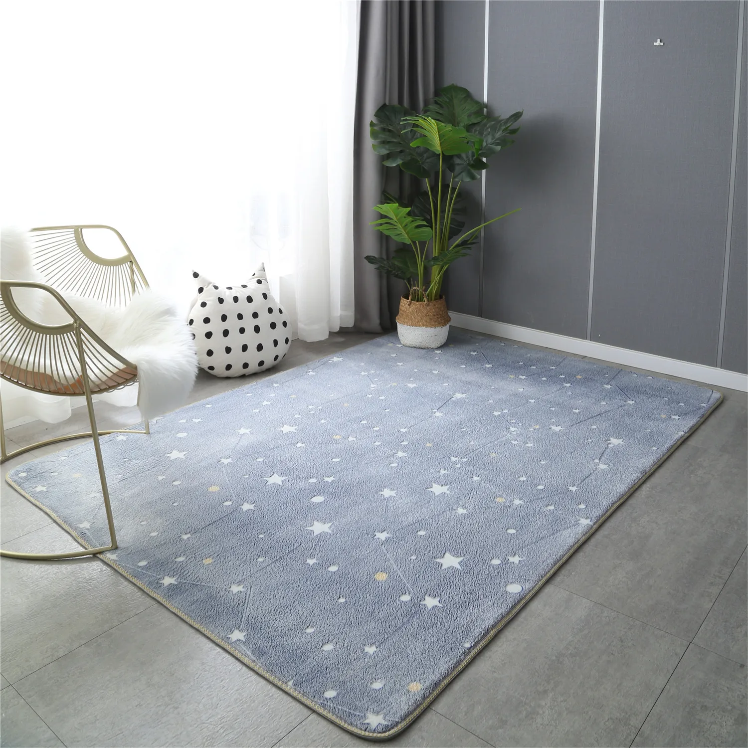 Large Area Rug Carpet Glowing in The Dark Stars for Children Room Decor Funny for Living Room Rectangular Mat for Kids Bedroom