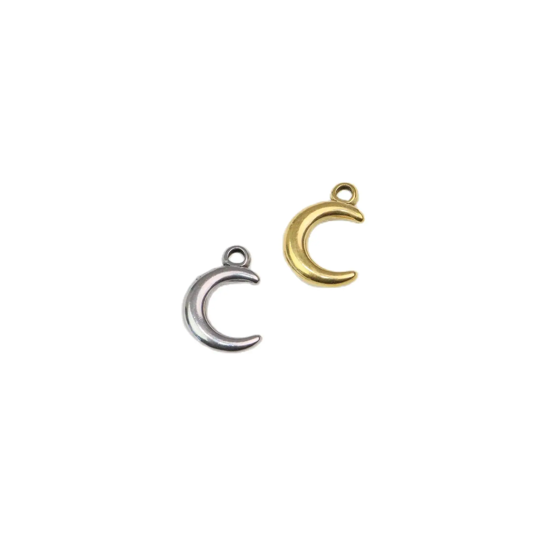 5pcs Stainless Steel Moon Coin Fashion Jewelry Charms Pendant DIY Handcraft Vacuum Plate Waterproof Antiallergic