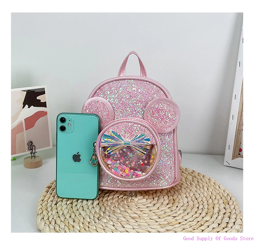 حقيبة ظهر عصرية للفتيات الصغيرات حقيبة صدر صغيرة مزينة بالترتر ومحفظة للفتيات المراهقات وحقيبة كتف من جلد البولي يوريثان