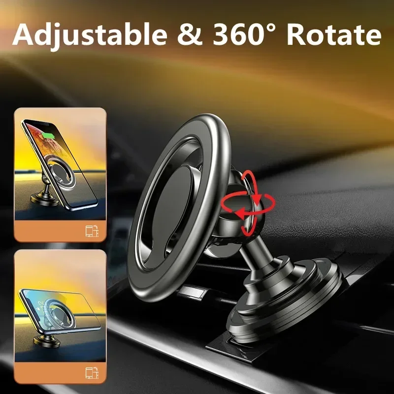 Car Phone Holder Center Console Adhesive Magnetic Suspension Metal for Magsafe iPhone 15 Pro Max Xiaomi Huawei Samsung Universal