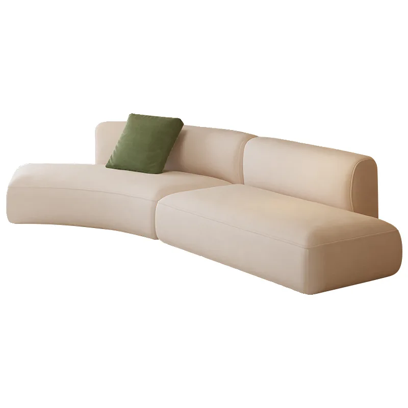 

Italian light luxury curved fabric sofa living room small apartment cream style beauty salon rest area reception hotel sofa