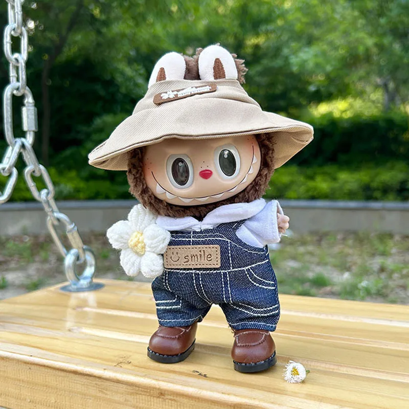 For 17cm Labubu Doll Clothes with Back Pants Hat Shoes Color Match Clothes Suit Dolls Outfit Accessories for Kid Gift