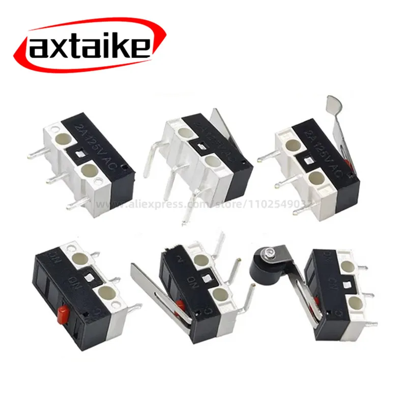 10Pcs Micro Limit Switch Momentary Push Button Switch 1A 125V AC Mouse Switch 3Pins Long Handle Roller Lever Arm SPDT 12*6*6mm