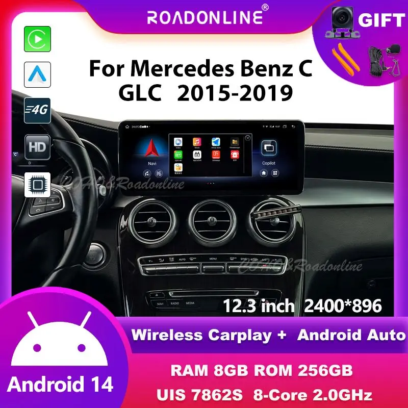 

12.3" For Mercedes Benz C GLC Android 15 8-Core 8G+256G Car Multimedia Player Stereo Receiver Radio Carplay