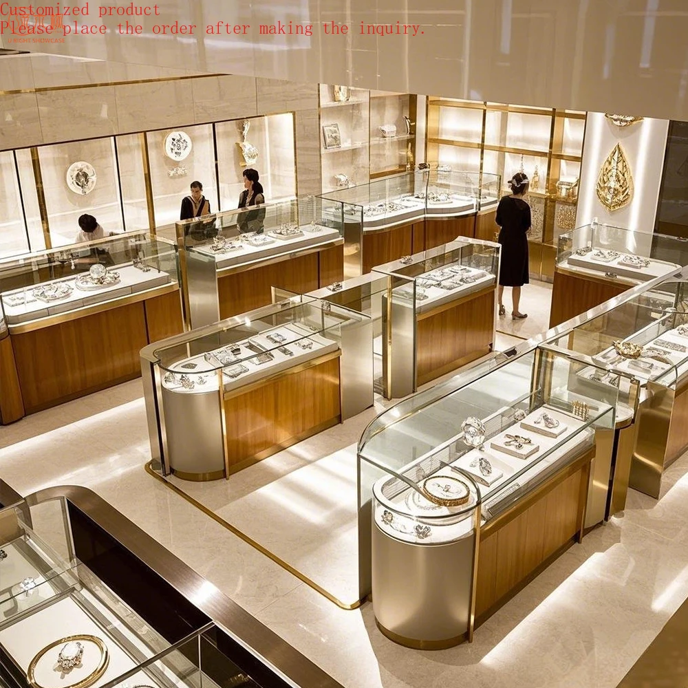 

Jewelry Store Furniture Custom Glass Showcases Design Intelligent Led Lighting System Jewelry Display Manufacturer