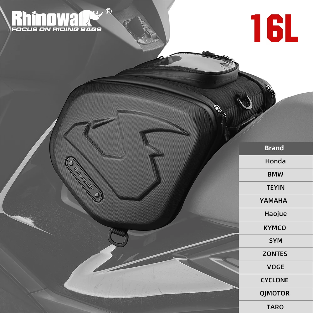 

Rhinowalk Motorcycle Hard Shell Bag 16L Motorcycle Scooter Tunnel Bag With Rain Cover Shoulder Strap For Honda BMW YAMAHA VOGE