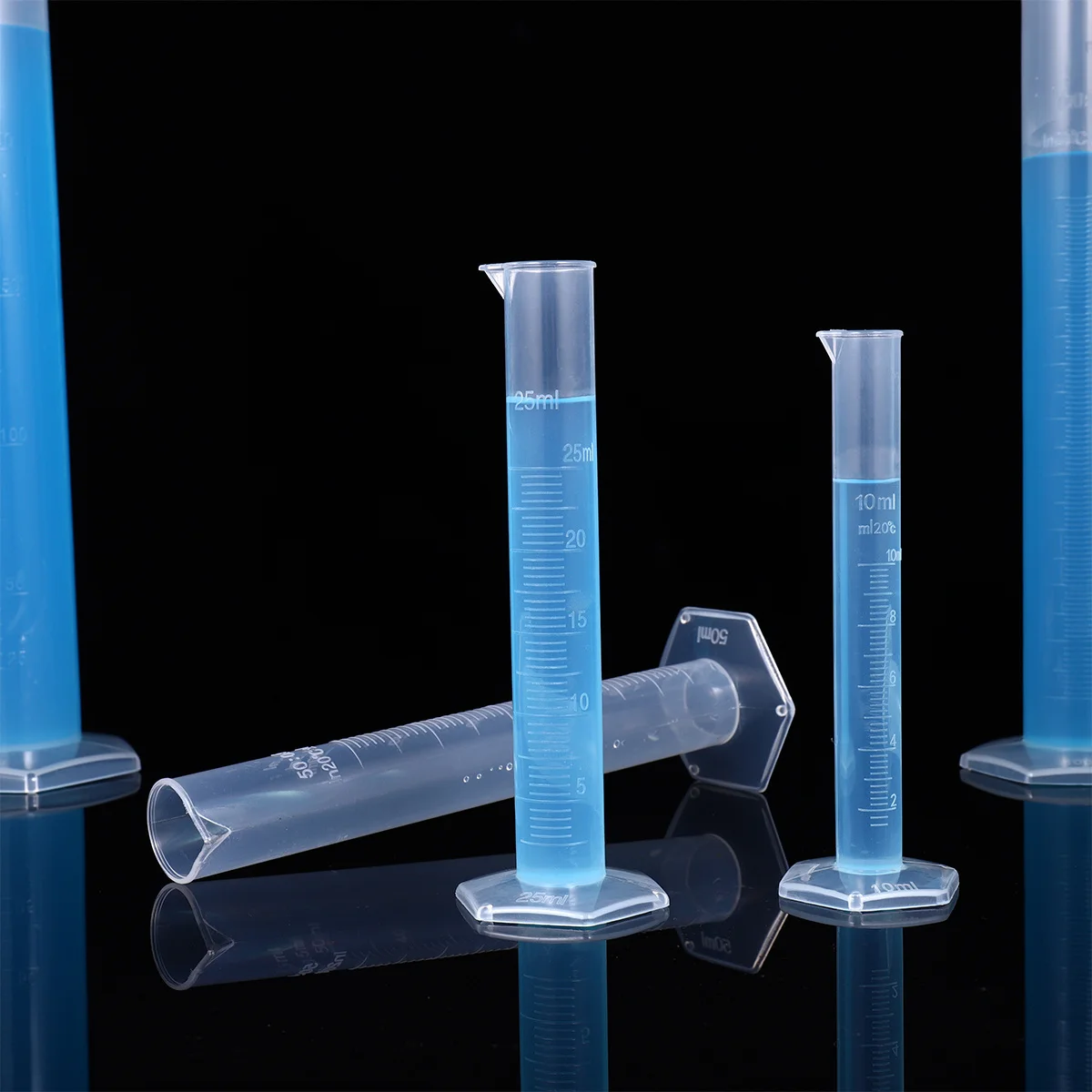 

5Pcs Graduated Measuring Cylinder Plastic 10Ml 25Ml 50Ml 100Ml 250Ml Transparent Laboratory Test Tool with Wide Rim Tapered