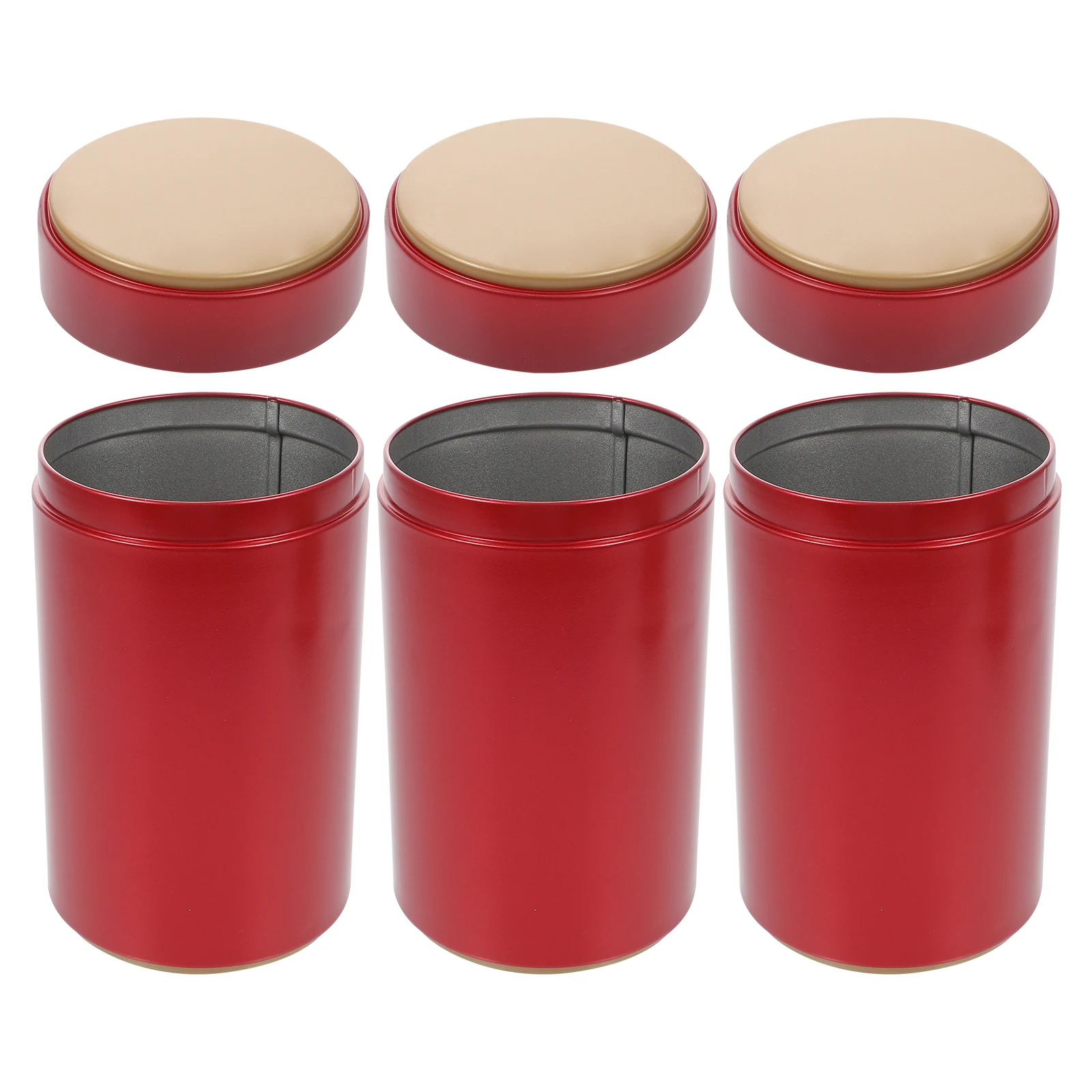

3pcs Round Metal Can 160 Red Tinplate Container For Tea Coffee Storage Sealed Kitchen Organizer Portable Dry Gift