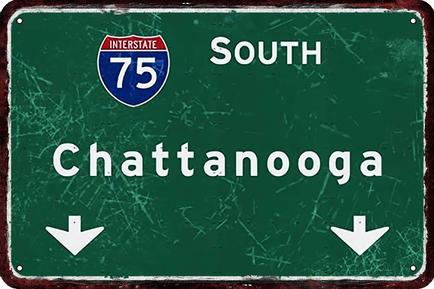 South Chattanooga Vintage Metal tin Sign Metal Wall Decor Retro Art Tin Sign Look  Decorations for Home Kitchen Garage Bathroom 