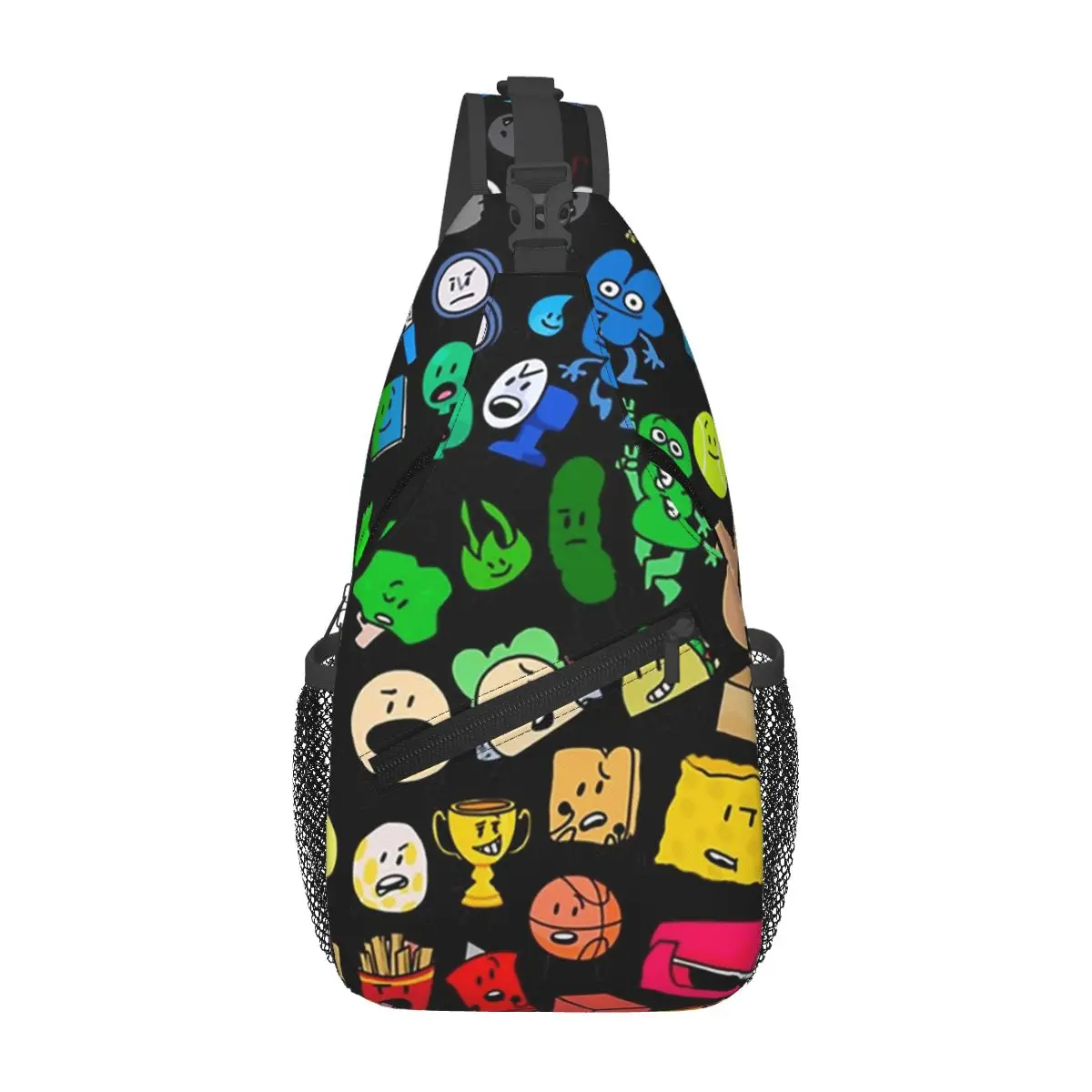 BFDI Inanimate Insanity All Characters Chest Bag Men Sling Crossbody Backpack Chest Bag Travel Hiking Daypack Shoulder Bag