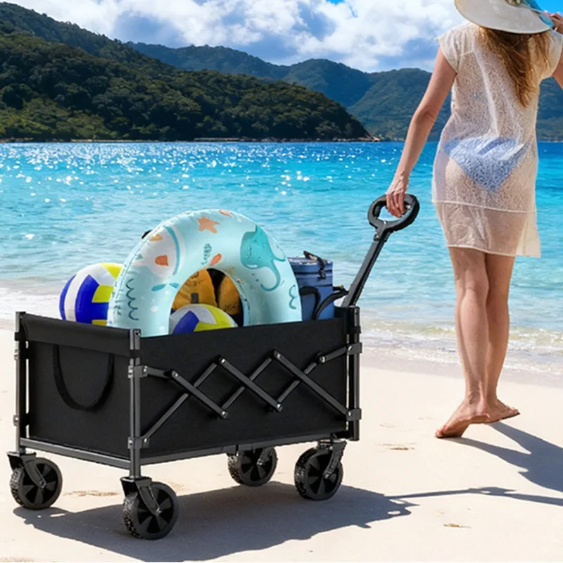 Best-selling Foldable Camping Wagon, Compact Por Pull-along Mini Cart for Outdoor Use Smooth Pull-along Design