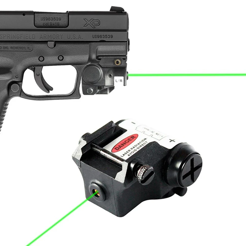 Mini Red Green Laser Sight Pistol Beam Tactical Under Mount Weapon Dot Sight for 20mm Picatinny Rail with 3x1/3N Batteries